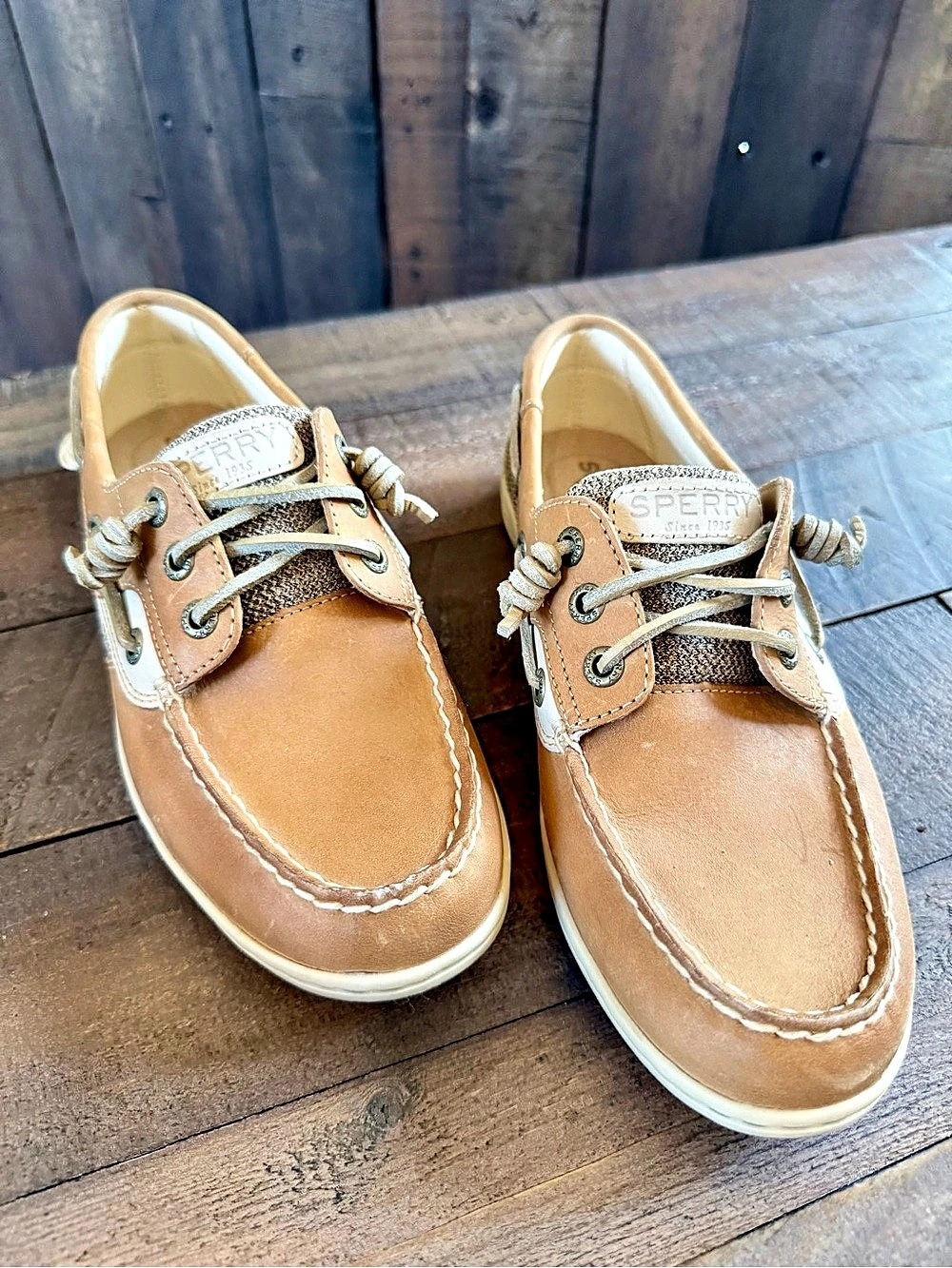 Sperry Songfish Boat Shoe Brown & White US 7M